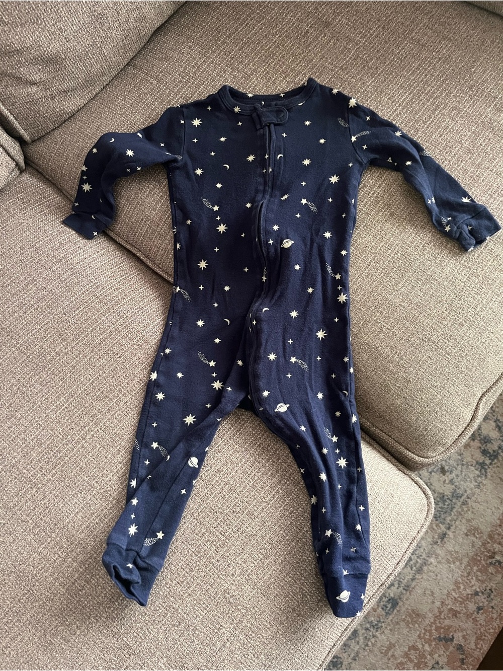 Baby Glow in the Dark Star-Print One-Piece Footed Pajamas